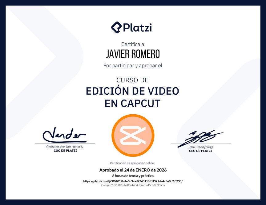 Diploma del Curso de Edición de Video con Capcut