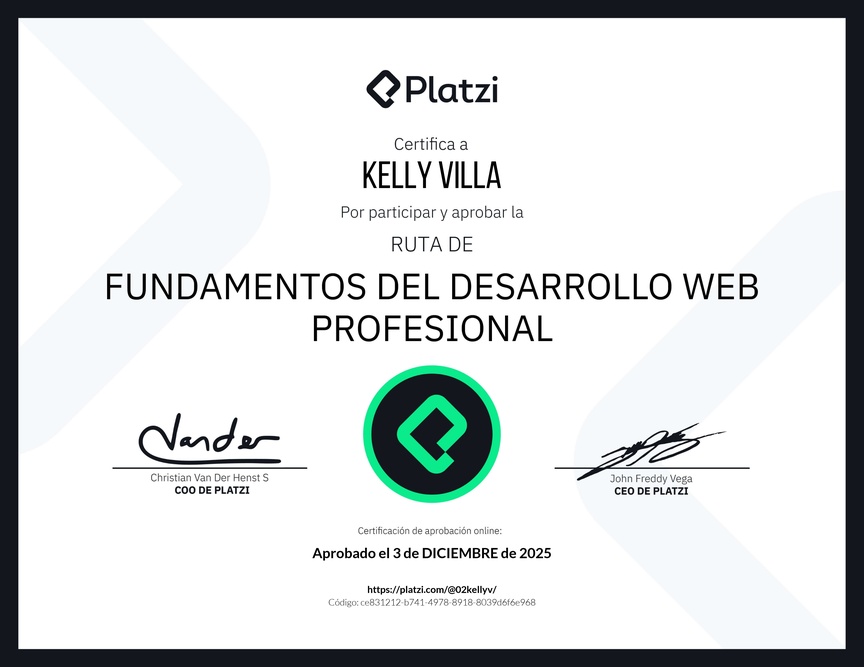 Diploma de la Ruta de Aprendizaje de Fundamentos del Desarrollo Web Profesional