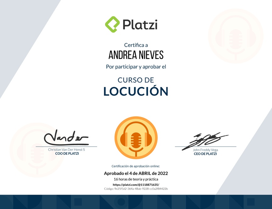 Diploma del Curso de Locución