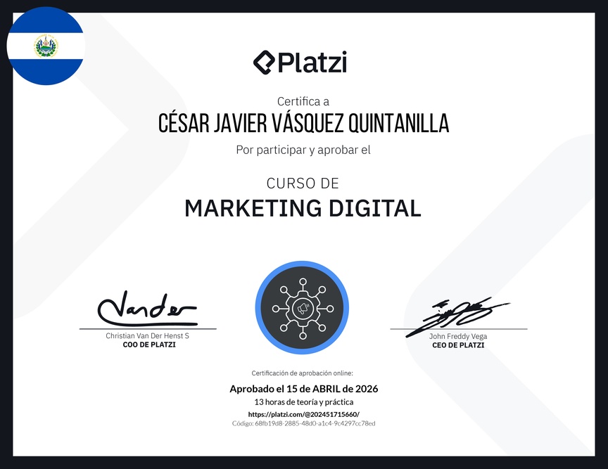 Diploma del Curso de Marketing Digital