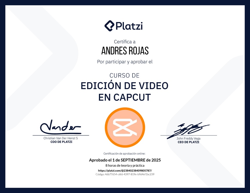 Diploma del Curso de Edición de Video con Capcut