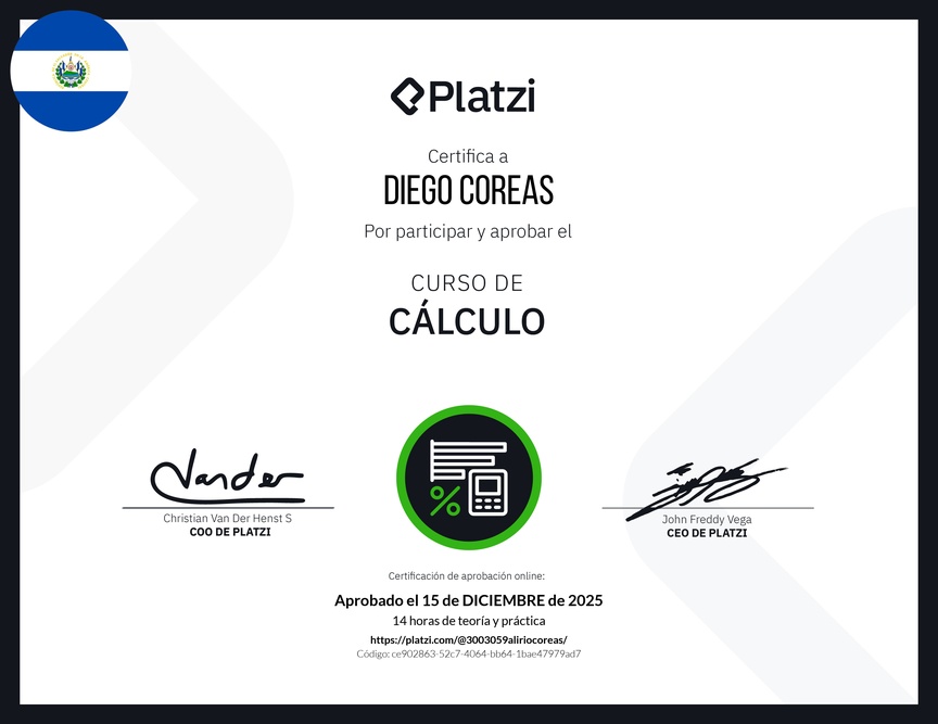 Diploma del Curso de Cálculo Diferencial