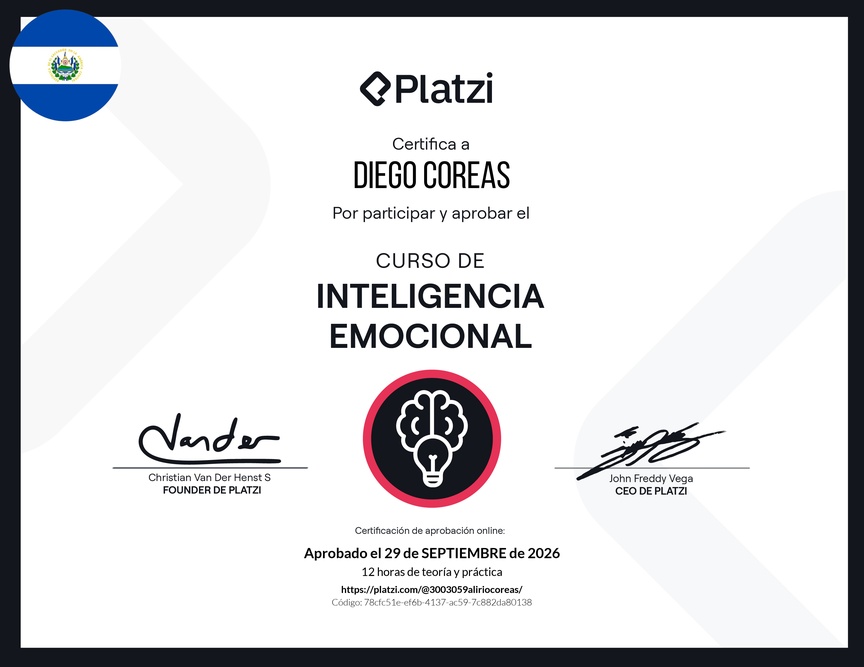 Diploma del Curso de Inteligencia Emocional