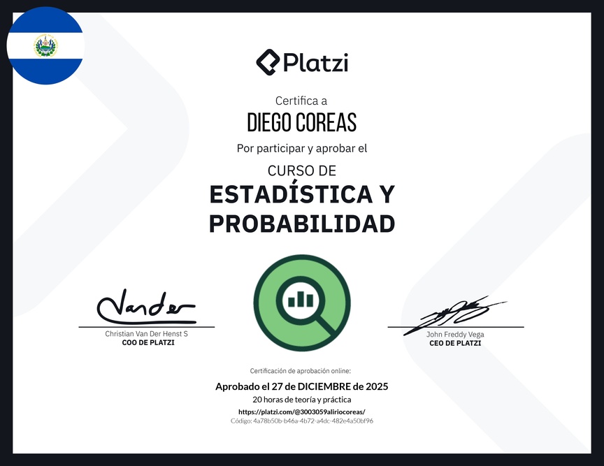 Diploma del Curso de Estadística y Probabilidad