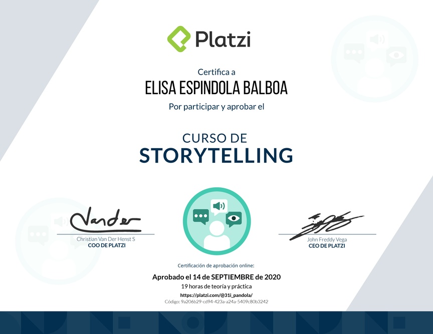 Diploma del Curso Básico de Storytelling