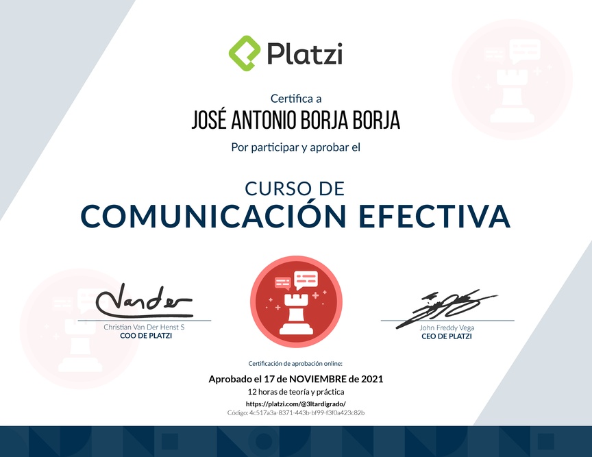 Diploma de Audiocurso de Comunicación Efectiva