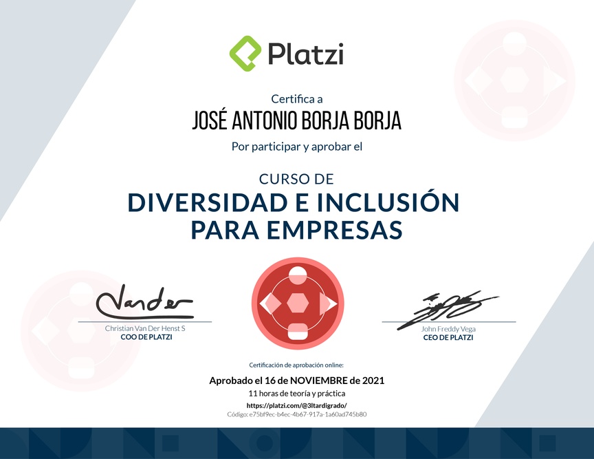 Diploma de Audiocurso de Diversidad de Género para Empresas
