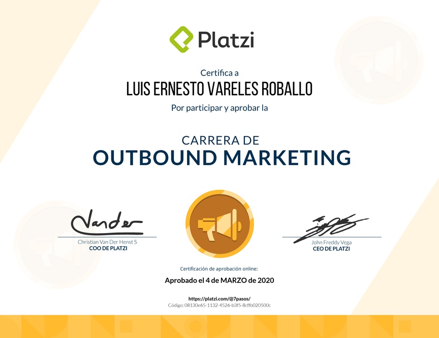 Diploma de la Ruta de Aprendizaje de Outbound Marketing