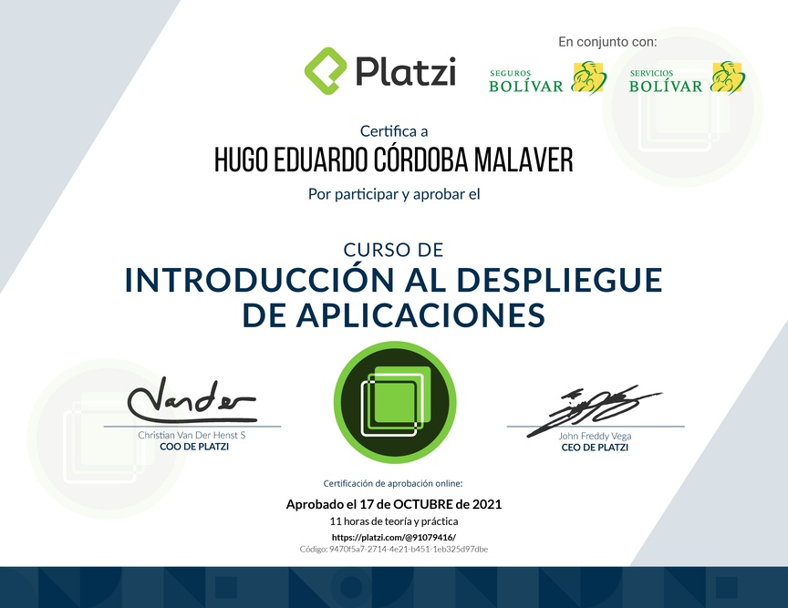 Diploma del Curso de Introducción al Despliegue de Aplicaciones