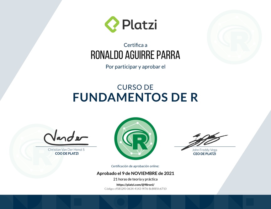 Diploma del Curso de Fundamentos de R