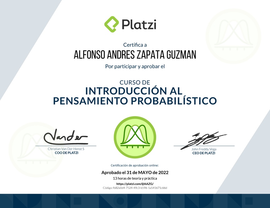 Diploma del Curso de Introducción al Pensamiento Probabilístico