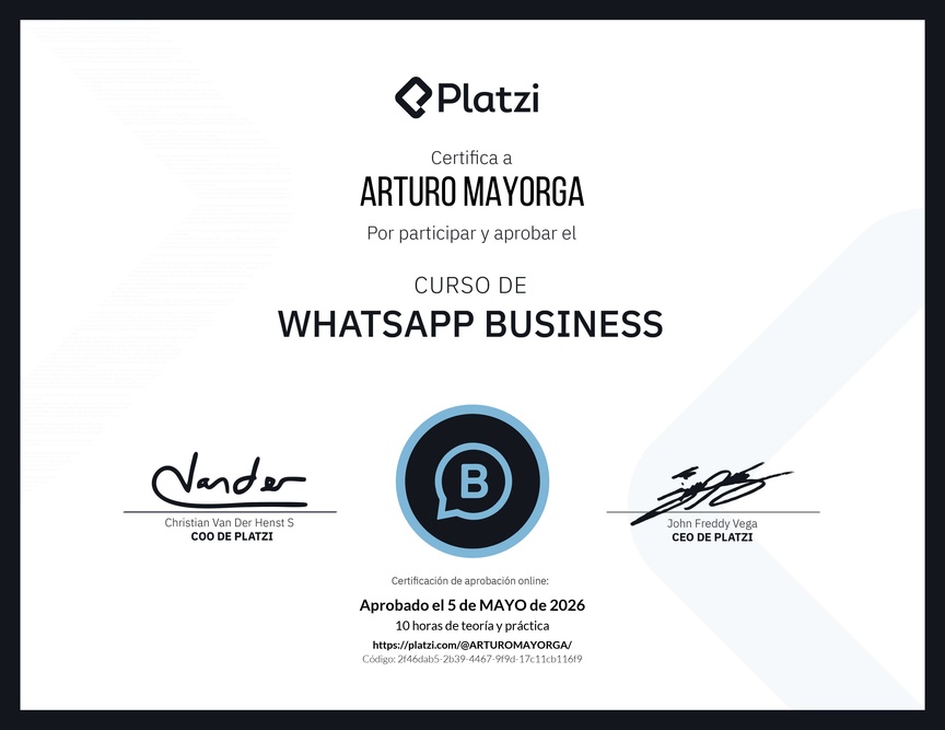 Diploma del Curso de Whatsapp Business