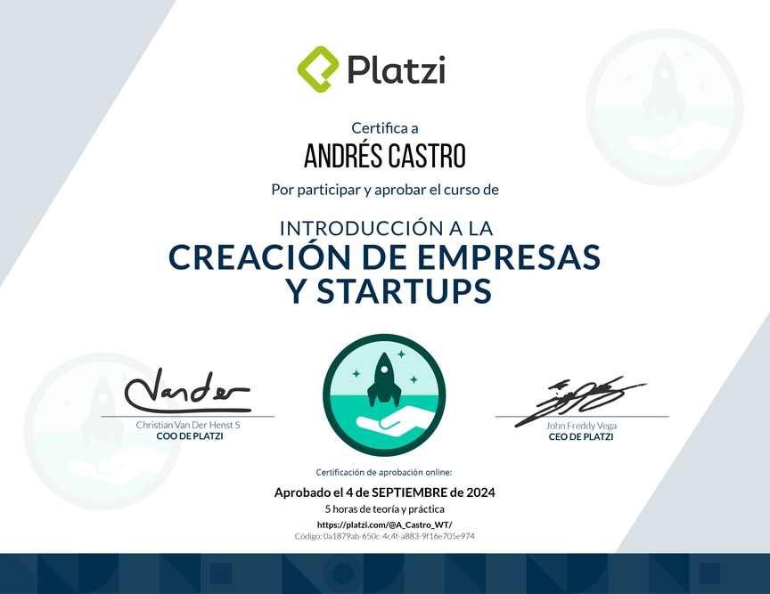 Diploma de Introducción a la Creación de Empresas y Startups
