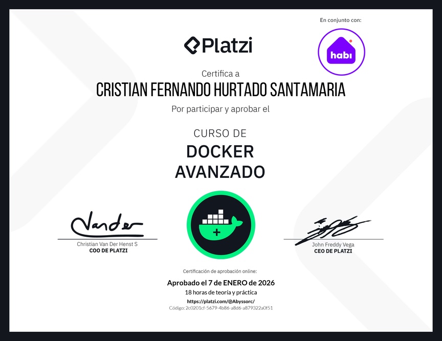 Diploma del Curso de Docker Avanzado
