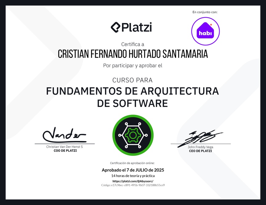 Diploma del Curso de Fundamentos de Arquitectura de Software