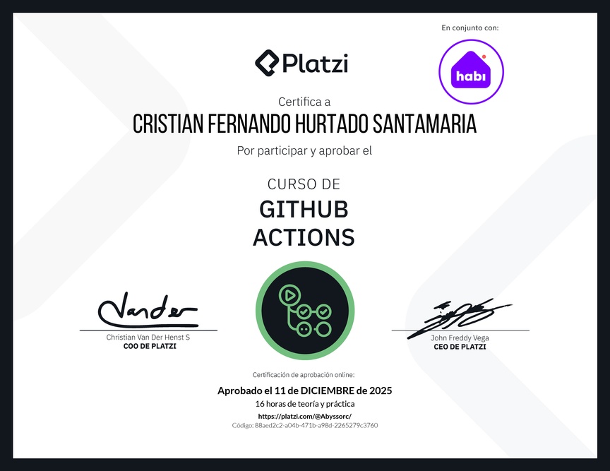 Diploma del Curso de GitHub Actions
