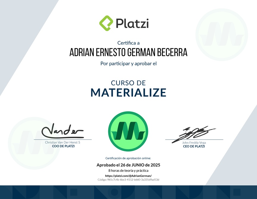 Diploma del Curso de Materialize