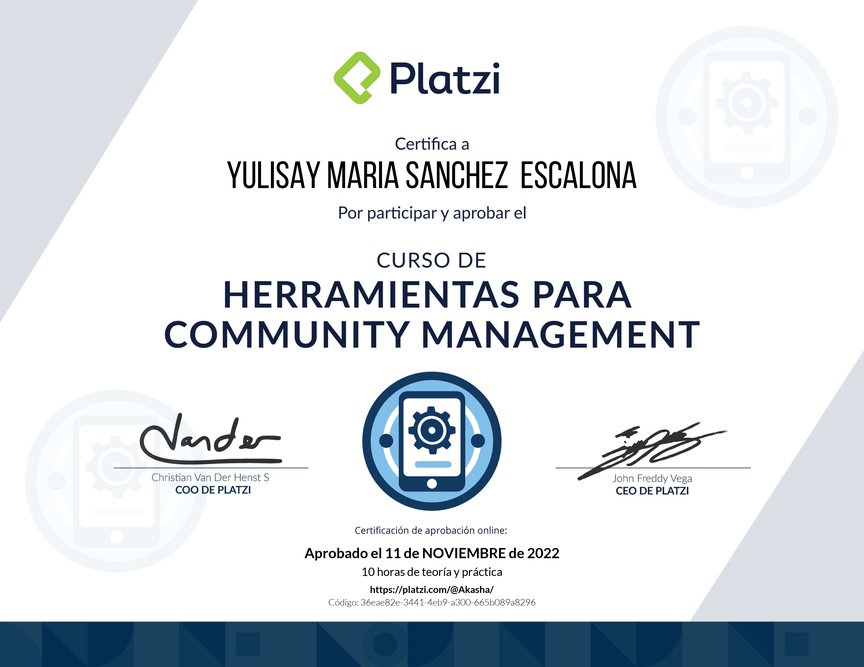 Diploma del Curso de Herramientas para Community Management