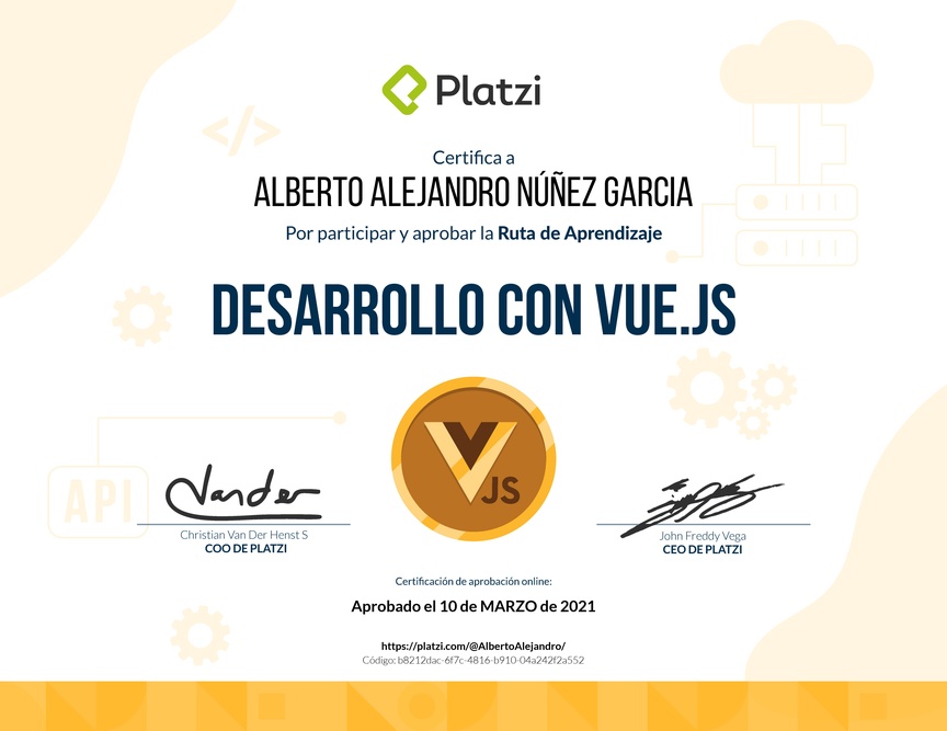 Diploma de la Ruta de Aprendizaje de Frontend a profundidad con Vue.js
