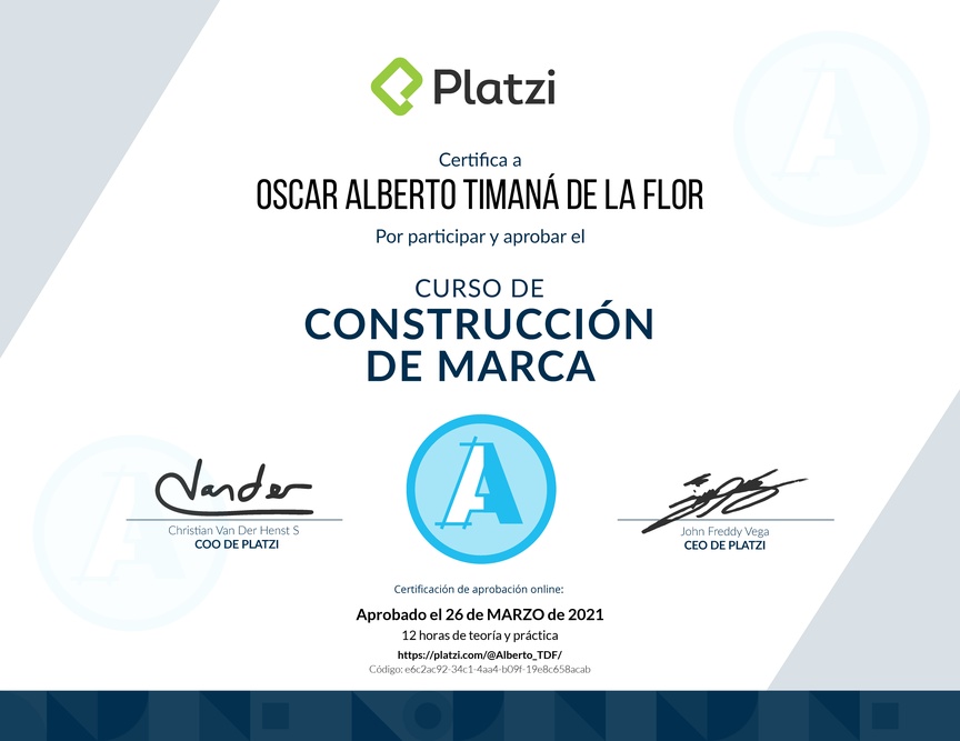 Diploma del Curso de Construcción de Marca