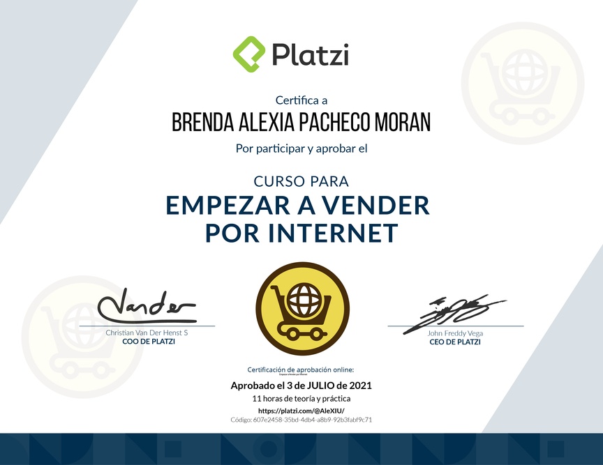 Diploma del Curso para Empezar a Vender por Internet