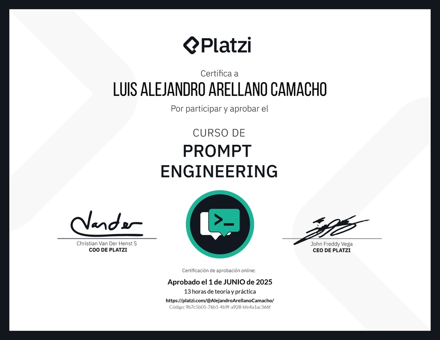 Diploma del Curso de Prompt Engineering
