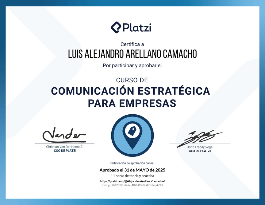 Diploma del Curso de Comunicación Estratégica para Empresas
