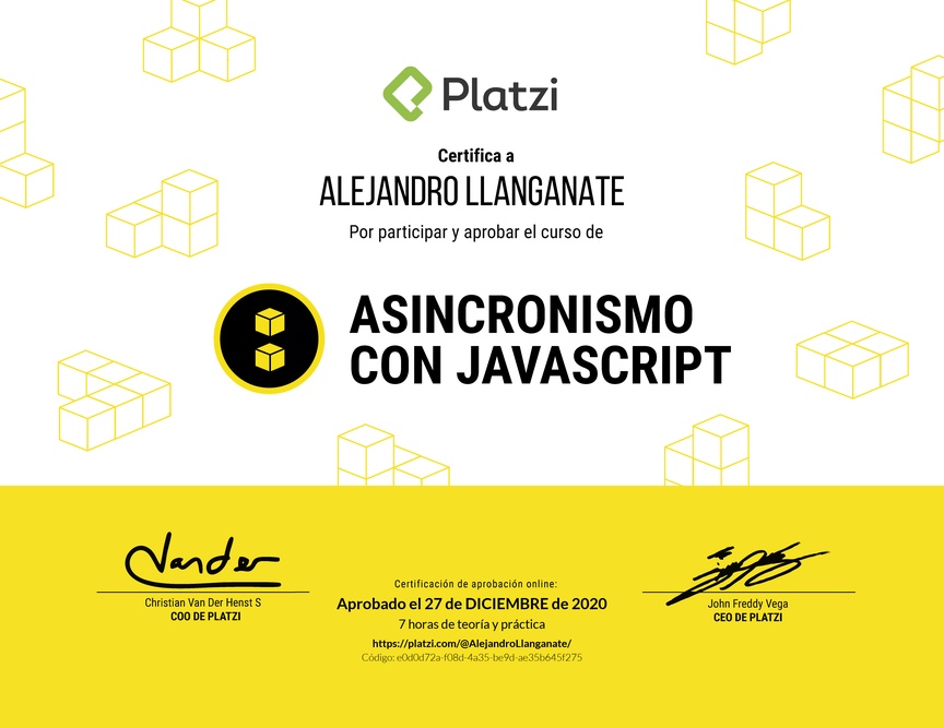 Diploma del Curso de Asincronismo con JavaScript 2019