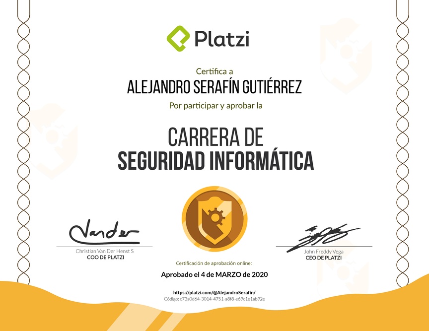 Diploma de la Ruta de Aprendizaje de Seguridad Informática