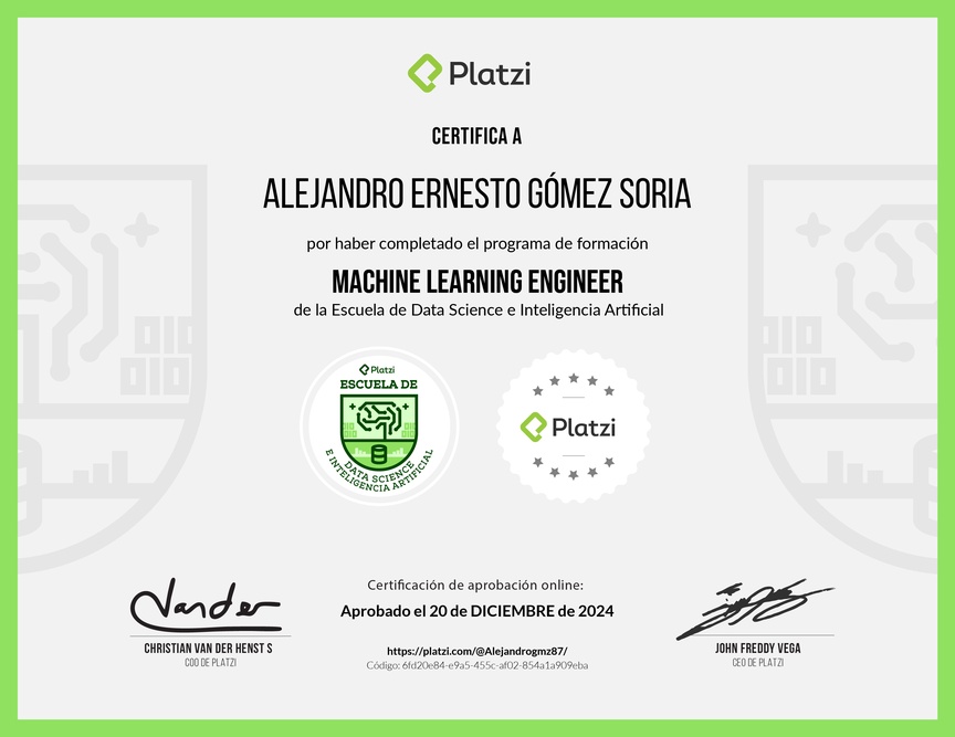 Diploma de la Ruta de Aprendizaje de Machine Learning Engineer
