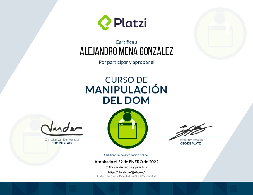 Diploma del Curso de Manipulación del DOM