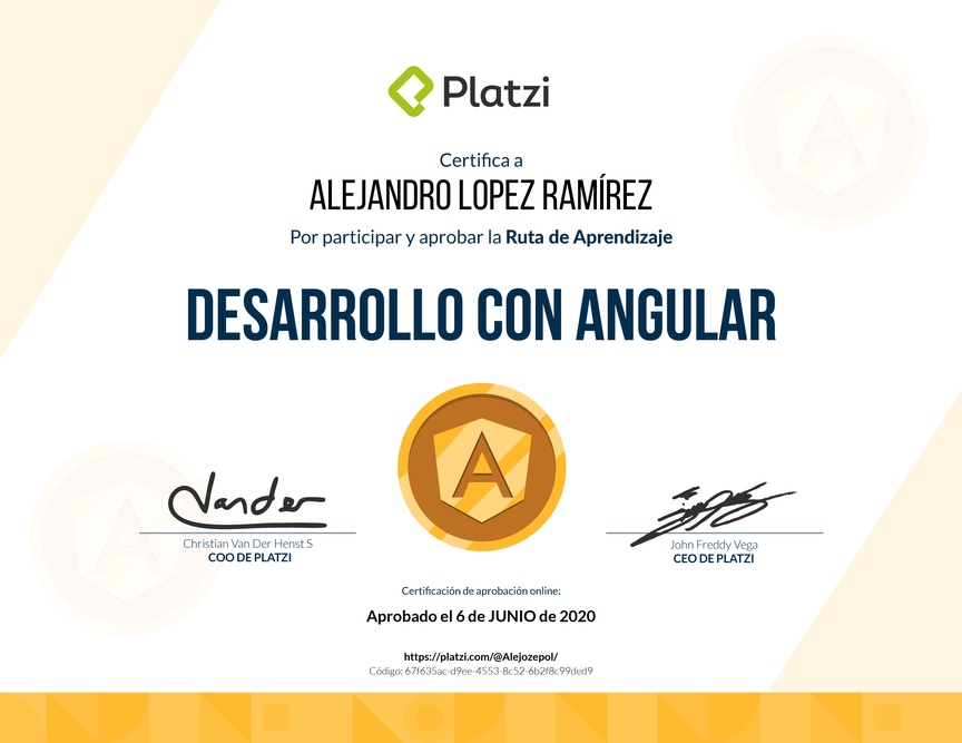 Diploma de la Ruta de Aprendizaje de Frontend a profundidad con Angular