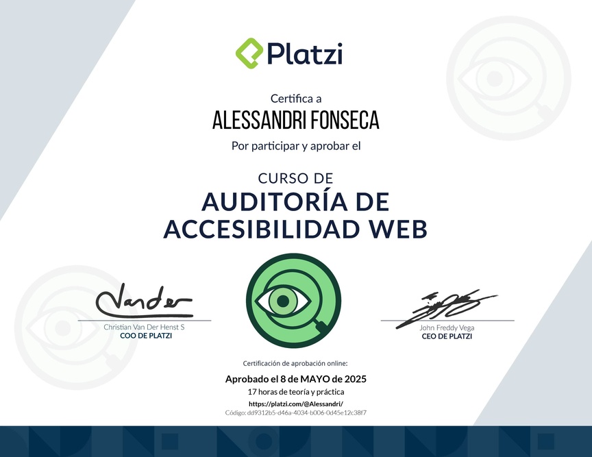 Diploma del Curso de Accesibilidad Web: Auditoría de Proyectos