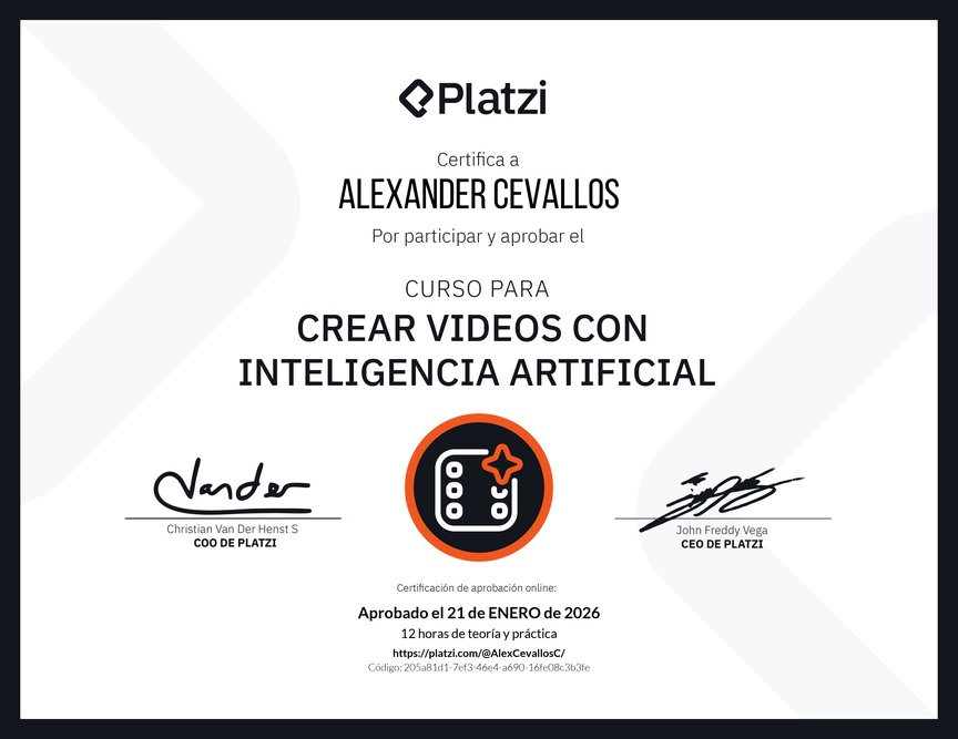 Diploma del Curso para Crear Videos con Inteligencia Artificial
