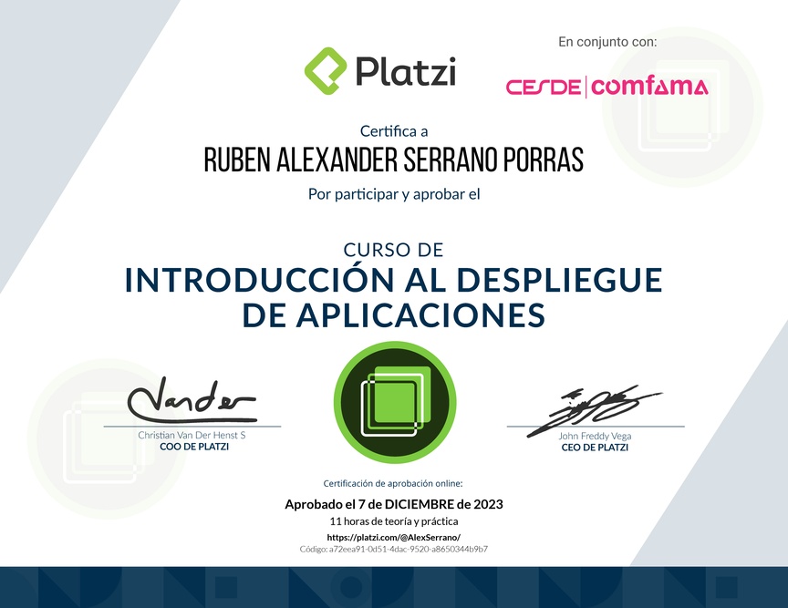 Diploma del Curso de Introducción al Despliegue de Aplicaciones