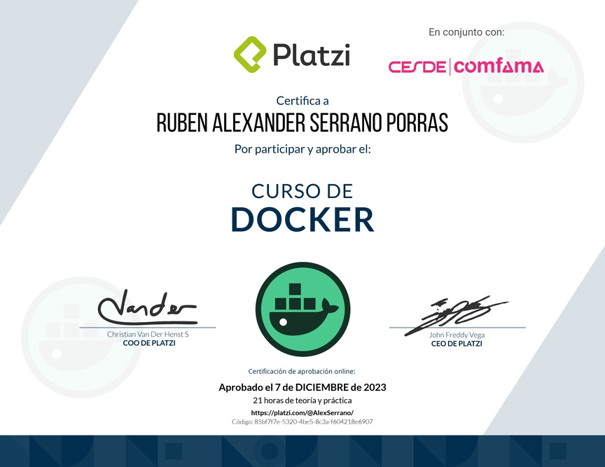Diploma del Curso de Docker