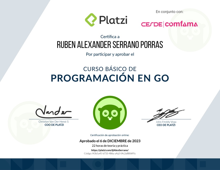 Diploma del Curso Básico de Programación en Go