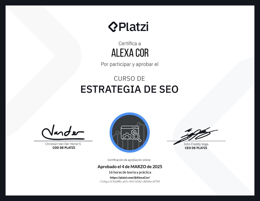 Diploma del Curso de Estrategia de SEO