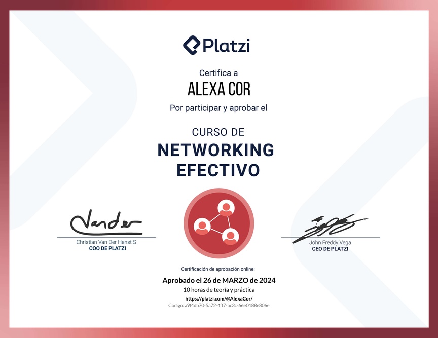 Diploma del Curso de Networking para Construir tu Red de Contactos