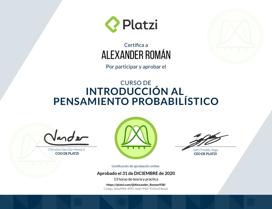 Diploma del Curso de Introducción al Pensamiento Probabilístico