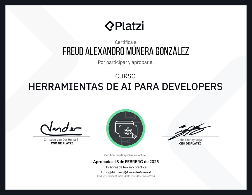 Diploma del Curso de Herramientas de AI para Devs