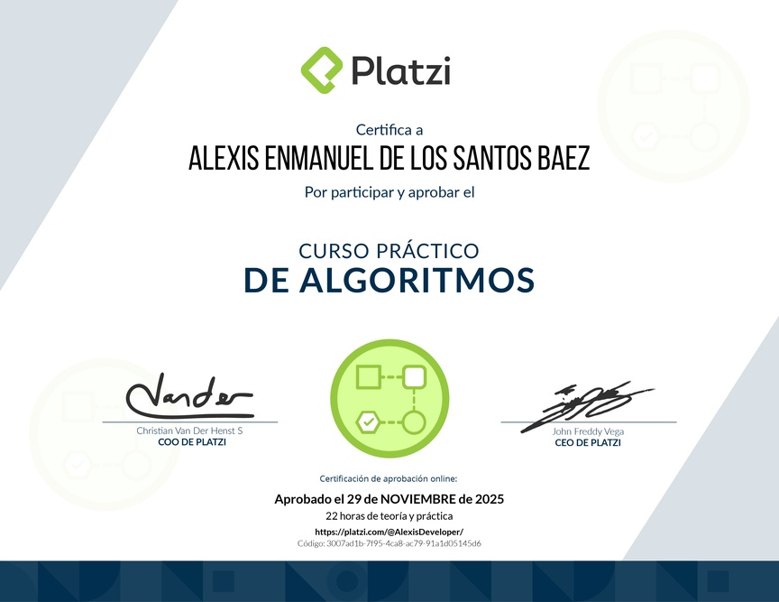 Diploma del Curso Práctico de Estructuras de Datos y Algoritmos