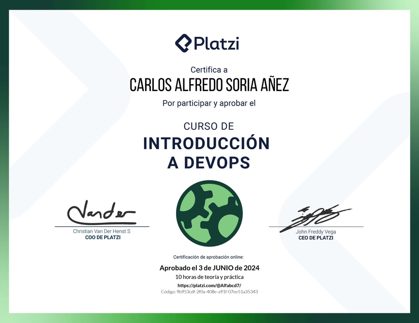 Diploma del Curso de Introducción a DevOps