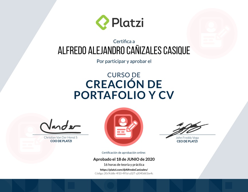 Diploma del Curso de Creación de Portafolio y CV