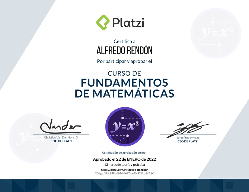 Diploma del Curso de Fundamentos de Matemáticas