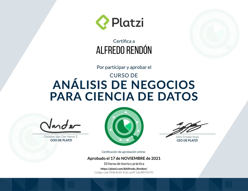 Diploma del Curso de Análisis de Negocios para Ciencia de Datos