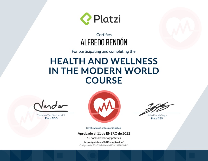 Diploma del Curso de Salud y Bienestar en el Mundo Actual