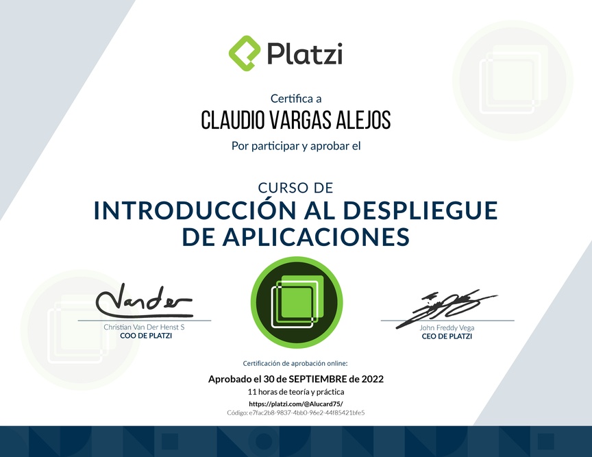 Diploma del Curso de Introducción al Despliegue de Aplicaciones
