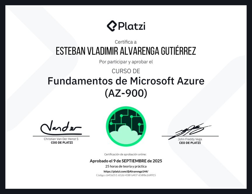 Diploma del Curso de Fundamentos de Microsoft Azure (AZ-900)