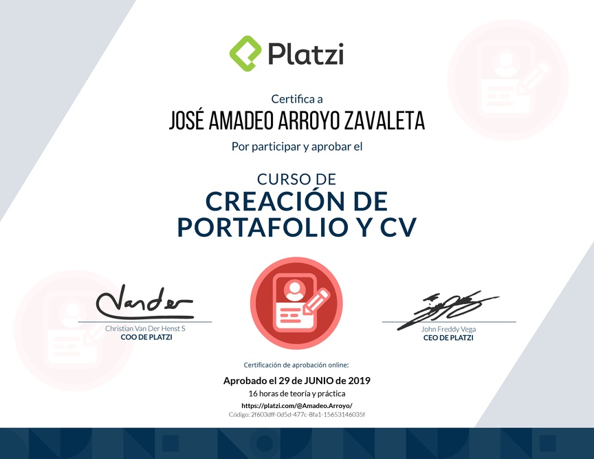 Diploma del Curso de Creación de Portafolio y CV
